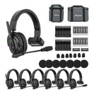 ACCSOON - Host headset + 6  remote headsets of the CoMo wireless Intercom system, 1.9 GHz full-duplex, 400 m range