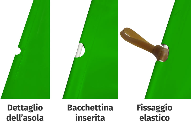 Fondale fotografico "Service" con bordi ed asole (incluso kit di fissaggio per strutture rigide o utilizzabile su cornice Service), "Chroma-Key" verde per uso effetto background 650x488cm 320" 4:3