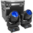 Lumina B120 Set - 2 x 120 W LED moving heads with fast movements, 14 colors and 17 fixed gobos, stackable prism, DMX control, RDM management, 2 pcs. + flight case