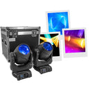 Lumina B120 Set - 2 x 120 W LED moving heads with fast movements, 14 colors and 17 fixed gobos, stackable prism, DMX control, RDM management, 2 pcs. + flight case
