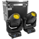 Lumina H200 Set - 2 x 200 W LED moving heads, rotating and fixed Gobos, adjustable beam from 4.3° to 36.2°, creative effects (prism and Frost), 2 pcs. + flight case