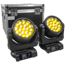 Lumina W1940Z Set - Motorized moving head, 19 x 40 W RGBW LED, kit of 2 pcs. in an flight case