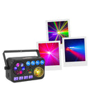 BoomTone DJ - LightShow 6FX - 6-in-1 light show with Strobe, UV, crystal ball, LASER, LED Wash and Gobos, DMX, automatic and music modes, IR remote control