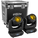 Moving Beam 7R MKII Set - Professional moving head, Osram 230 W short-arc lamp, motorized zoom, 16 Gobo wheel, 11 color wheel, rotating 16 and 24-facet prism, stepper motor, W-DMX Wireless receiver, set of 2 moving heads in flight case