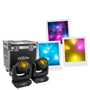 Moving Beam 7R MKII Set - Professional moving head, Osram 230 W short-arc lamp, motorized zoom, 16 Gobo wheel, 11 color wheel, rotating 16 and 24-facet prism, stepper motor, W-DMX Wireless receiver, set of 2 moving heads in flight case