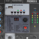 Promix 6 - Compact 6-channel analog mixing, MIC / line and stereo inputs, multi-effects, USB 2.0 connectivity and Bluetooth