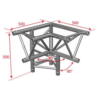 AG29-033  - Trio angle - 90° - 3 directions -  Low right-hand vertex