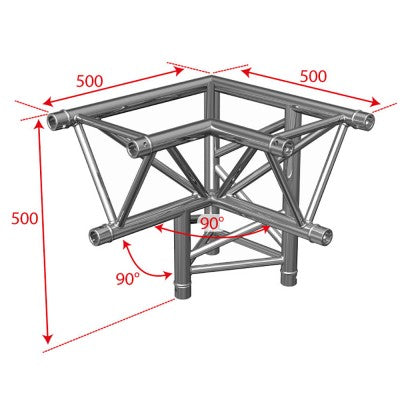 AG29-034  - Trio angle - 90° - 3 directions -  Low left-hand vertex