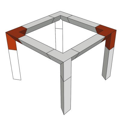 AG29-034  - Trio angle - 90° - 3 directions -  Low left-hand vertex