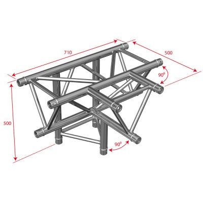 AG29-042  - 290 mm Tee - 4 directions - Low vertex