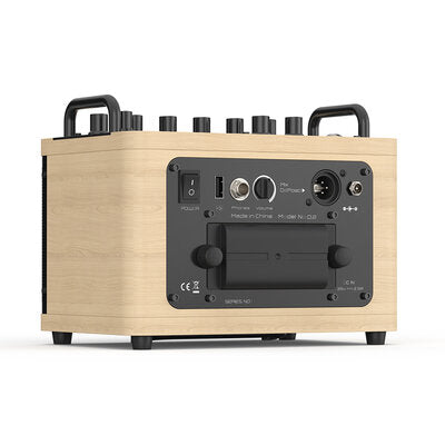 MUSICCUBE - 50 W mini multi-functional stereo PA loudspeaker, MIC and instrument inputs,  internal sound card, oak color