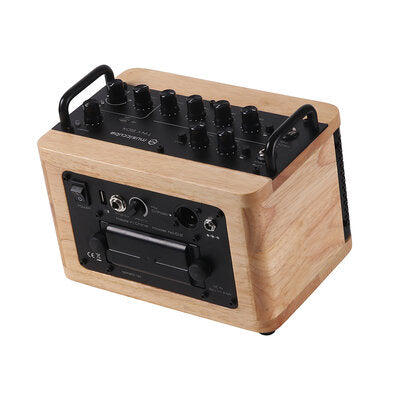 MUSICCUBE - 50 W mini multi-functional stereo PA loudspeaker, MIC and instrument inputs,  internal sound card, oak color