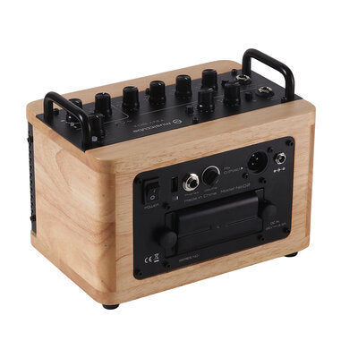 MUSICCUBE - 50 W mini multi-functional stereo PA loudspeaker, MIC and instrument inputs,  internal sound card, oak color