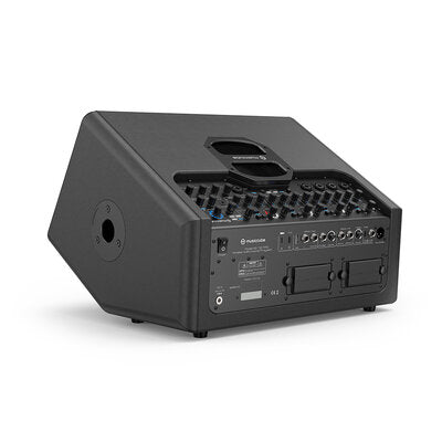 MUSICCUBE - 700 W max. all-in-one active professional loudspeaker, 5 input channels, 6 + 1 tweeters and 2 x 8" woofers,  180° horizontal dispersion, battery powered, black