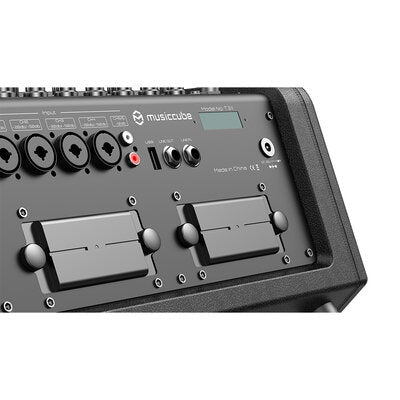 MUSICCUBE - 150 W multi-functional portable road-show loudspeaker, 4 input channels, 4 x 2" tweeter and 1 x 8" woofers, battery powered, black