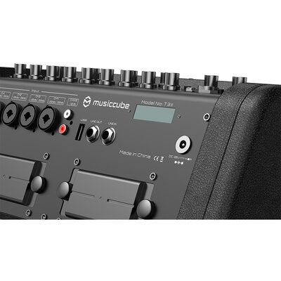 MUSICCUBE - 150 W multi-functional portable road-show loudspeaker, 4 input channels, 4 x 2" tweeter and 1 x 8" woofers, battery powered, black
