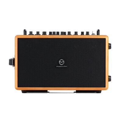 MUSICCUBE - 140 W portable loudspeaker system, 2 guitar inputs and 2 microphones / instruments, 2 x 6" woofer, 4 x 2" mid-tweeter, internal recording function of the loudspeaker through the APP software, oak