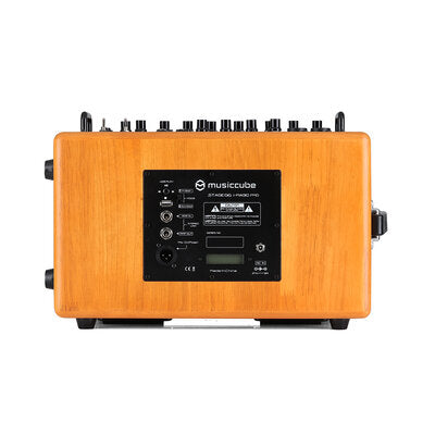 MUSICCUBE - 140 W portable loudspeaker system, 2 guitar inputs and 2 microphones / instruments, 2 x 6" woofer, 4 x 2" mid-tweeter, internal recording function of the loudspeaker through the APP software, oak