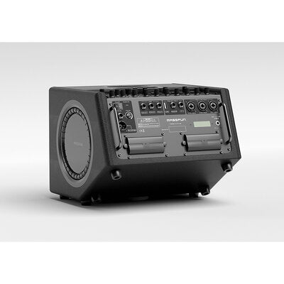 MUSICCUBE - 200 W compact, portable outdoor performance loudspeaker designed for professional performers, 1 x  8" woofer and 4 mid-tweeter units + 2 passive flat low-frequency radiators, black