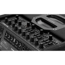 MUSICCUBE - 200 W compact, portable outdoor performance loudspeaker designed for professional performers, 1 x  8" woofer and 4 mid-tweeter units + 2 passive flat low-frequency radiators, black