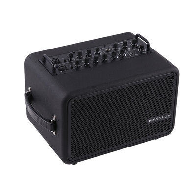 MUSICCUBE - 200 W versatile portable instrument loudspeaker designed for outdoor musicians, 2 x 5.25" NdFeB full range speakers, live streaming capabilities, battery operated, black