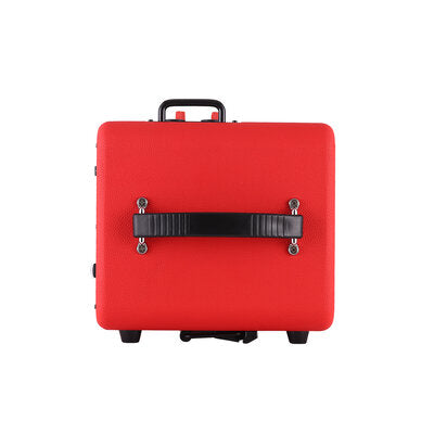 MUSICCUBE - 200 W versatile portable instrument loudspeaker designed for outdoor musicians, 2 x 5.25" NdFeB full range speakers, live streaming capabilities, battery operated, red