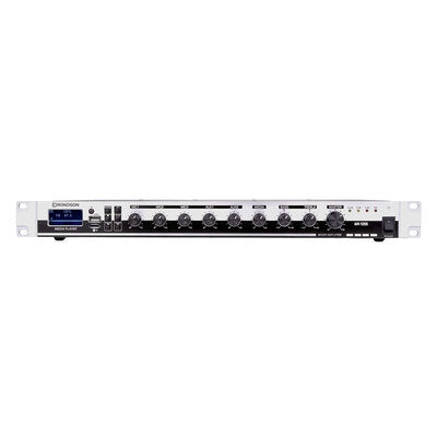 Rondson - 120 W mixer / amplifier on 100 V line, media player, ringtone and siren functions via Euroblock, telephone paging, 19" 1U rack