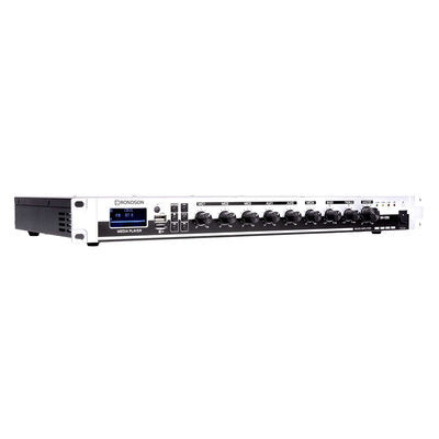 Rondson - 120 W mixer / amplifier on 100 V line, media player, ringtone and siren functions via Euroblock, telephone paging, 19" 1U rack
