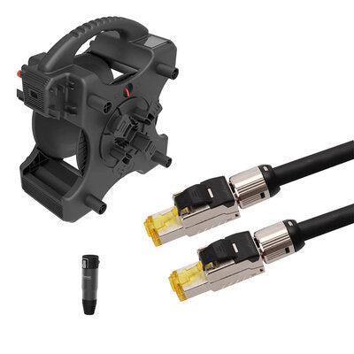 Beetek - Kit consisting of 100 m CAT6a S/FTP cable (W400-100M-A) + cable reel (DF200) + protective cap (BH03)