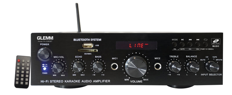 GLEMM - Amplificatore stereo 2x50W  Display, MP3, Bluetooth