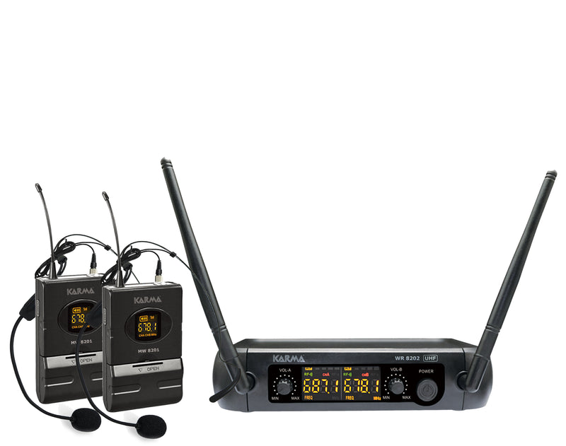 Doppio radiomicrofono UHF con archetto