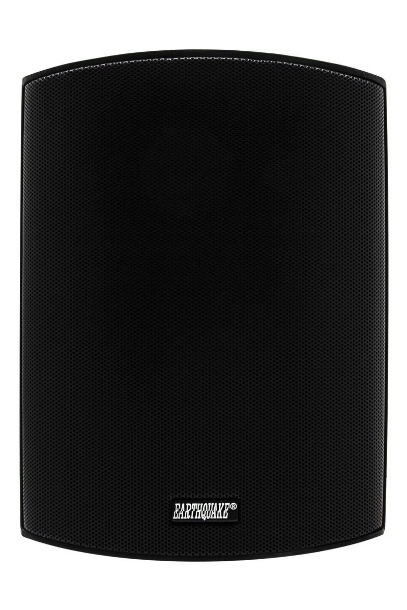 Coppia di diffusori da interno e/o esterno impermeabili Earthquake "AWS-502B", diametro woofer 5" 125W (nero, griglia frontale in alluminio e supporto per installazione incluso)