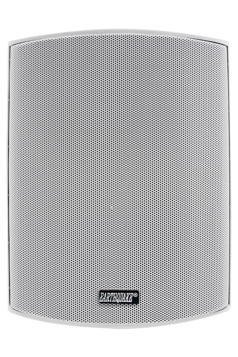 Coppia di diffusori da interno e/o esterno impermeabili Earthquake "AWS-502W", diametro woofer 5" 125W (bianco, griglia frontale in alluminio e supporto per installazione incluso)