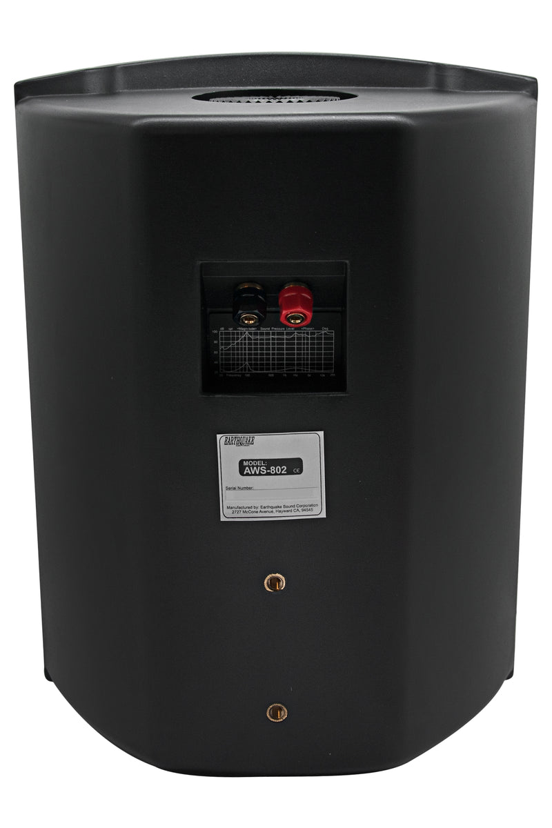 Diffusore da interno e/o esterno impermeabile Earthquake "AWS-802B", diametro woofer 8" 200W (nero, griglia frontale in alluminio e supporto per installazione incluso)