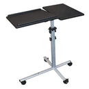 Tavolino con ruote per videoproiettore e notebook a due ripiani, regolabile in altezza (da 77 a 87cm) e inclinabile