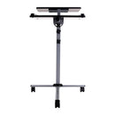 Tavolino con ruote per videoproiettore e notebook a due ripiani, regolabile in altezza (da 77 a 87cm) e inclinabile