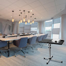 Tavolino con ruote per videoproiettore e notebook a due ripiani, regolabile in altezza (da 77 a 87cm) e inclinabile