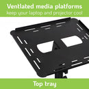 Carrello per videoproiettore con 2 ruote frenanti, regolabile in altezza e orientabile con 2 ripiani inclinabili (nero)