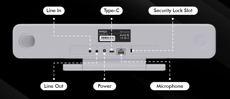 Sistema per videoconferenze IMAGO Huddle Room Conference Set IMC-FEP4KPRO-AI-4WM Ultra HD 4K con riconoscimento facciale tramite AI con zoom 6x e array di 4 microfoni + 4 microfoni wireless da conferenza