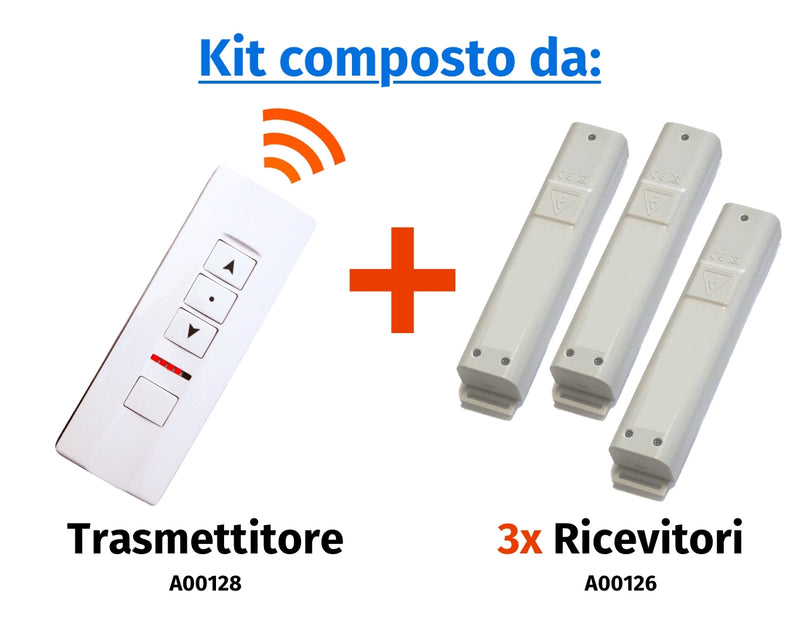 Comando radio a distanza "Premium" a 3 canali e 3 pulsanti con selettore di canale a led (espandibile fino a 5 canali)