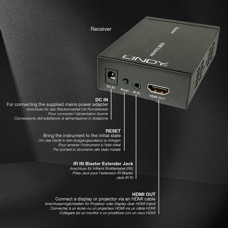 Extender HDMI & IR over IP 100Base-T, ricevitore