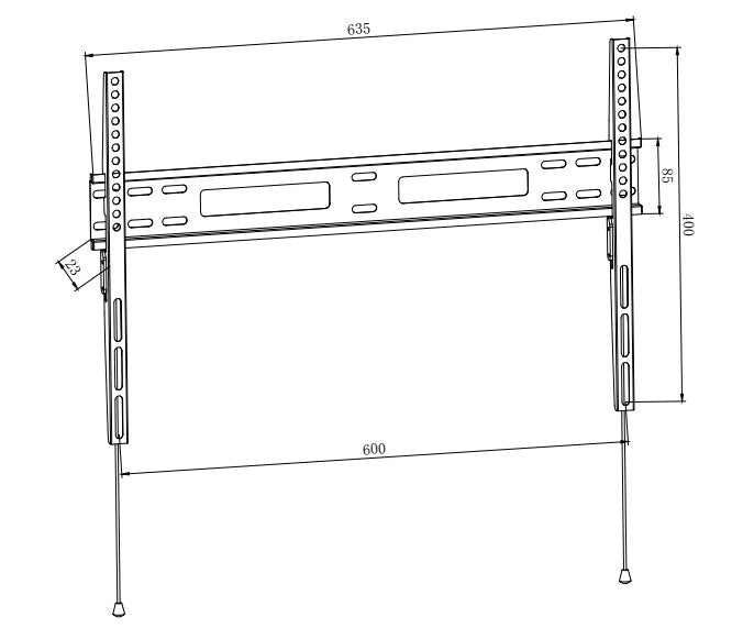 Supporto da parete fisso per monitor con portata 60 kg e VESA fino a 600x400, nero