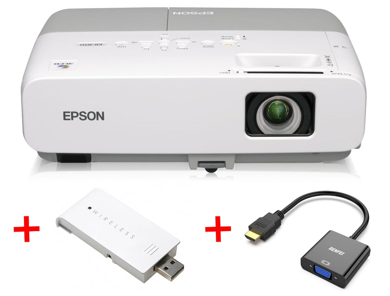 Videoproiettore Epson EB-825 ***Ricondizionato d'occasione*** + Adattatore wireless LAN (A/B/G) Epson ELPAP03 + Adattatore da HDMI a VGA