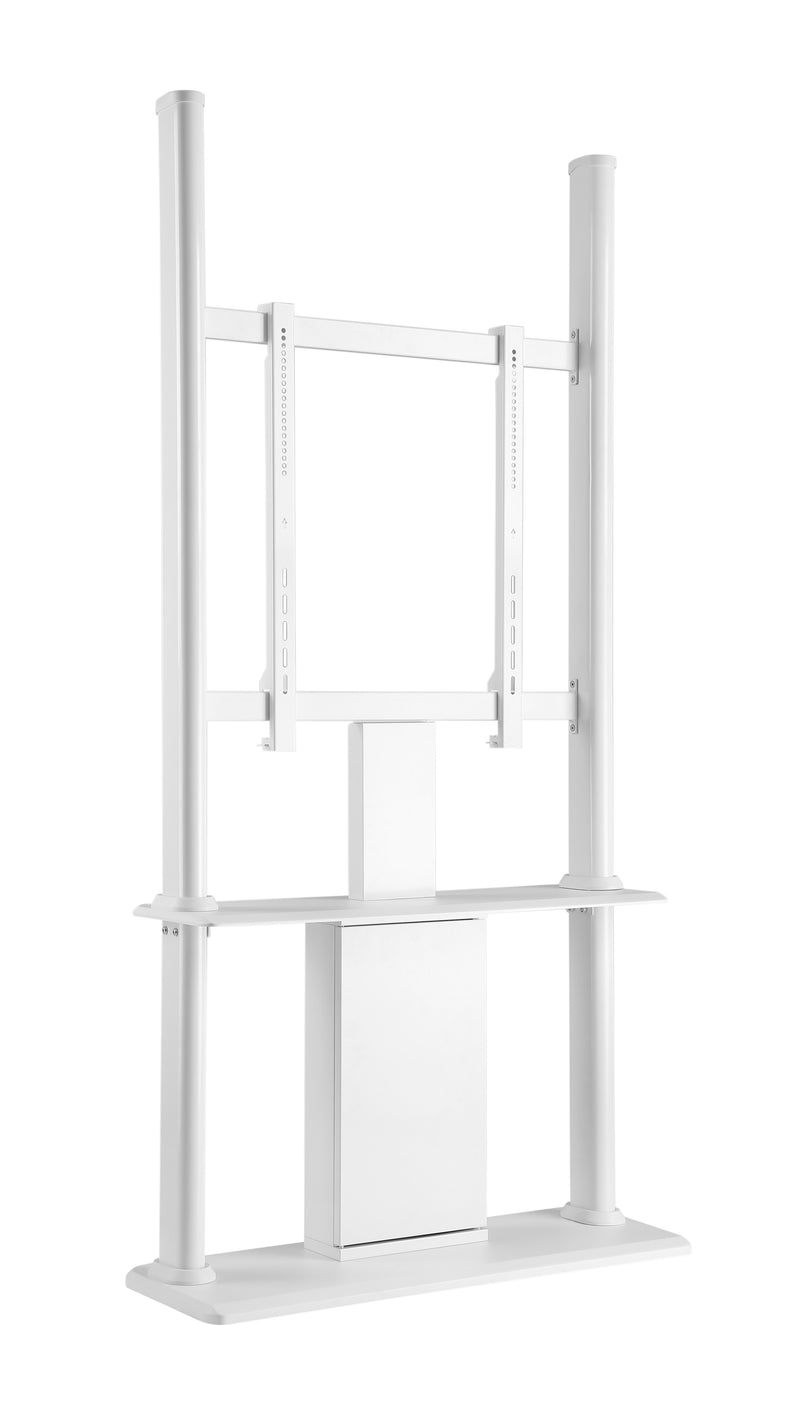 Supporto professionale da pavimento fisso chiosco per monitor verticale con portata 80kg e VESA fino a 400x600mm, bianco