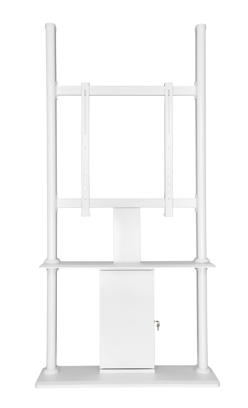 Supporto professionale da pavimento fisso chiosco per monitor verticale con portata 80kg e VESA fino a 400x600mm, bianco