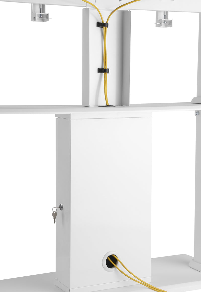 Supporto professionale da pavimento fisso chiosco per monitor verticale con portata 80kg e VESA fino a 400x600mm, bianco