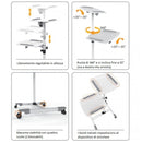 Tavolino 2 ripiani con rotelle e struttura regolabile