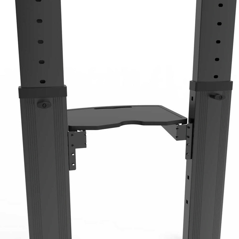 Carrello professionale da pavimento per monitor con portata 70kg e VESA fino a 800x400mm, completo di ripiano e alloggio per webcam, nero