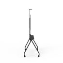 Carrello professionale da pavimento per monitor con portata 100kg e VESA fino a 1000x600mm, completo di ripiano e alloggio per webcam, nero