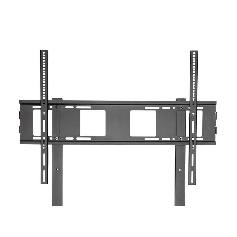 Carrello professionale da pavimento per monitor con portata 150kg e VESA fino a 800x600mm, completo di ripiano e base per appoggio, nero